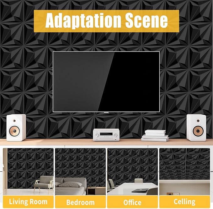 33 Pack 3D Textured Wall Panels – 12x12'' PVC Wall Coverings – Easy Install, Waterproof – Modern Accent Wall Decor for Living Room, Bedroom, Game Room – Covers 33 Sq.Ft.