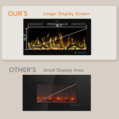 33" WiFi Electric Fireplace Inserts, Recessed and Wall Mounted Fireplace Heater W/Adjustable Flame Color & Brightness, Thermostat, 9H Timer, App and Remote Control, 750/1500W