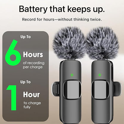 Mini Mic Pro (Latest Model - Wireless Microphone for iPhone, iPad, Android, Lavalier Microphone for Video Recording - iPhone Mic Crystal Clear Recording with USB-C (with Charging Case)