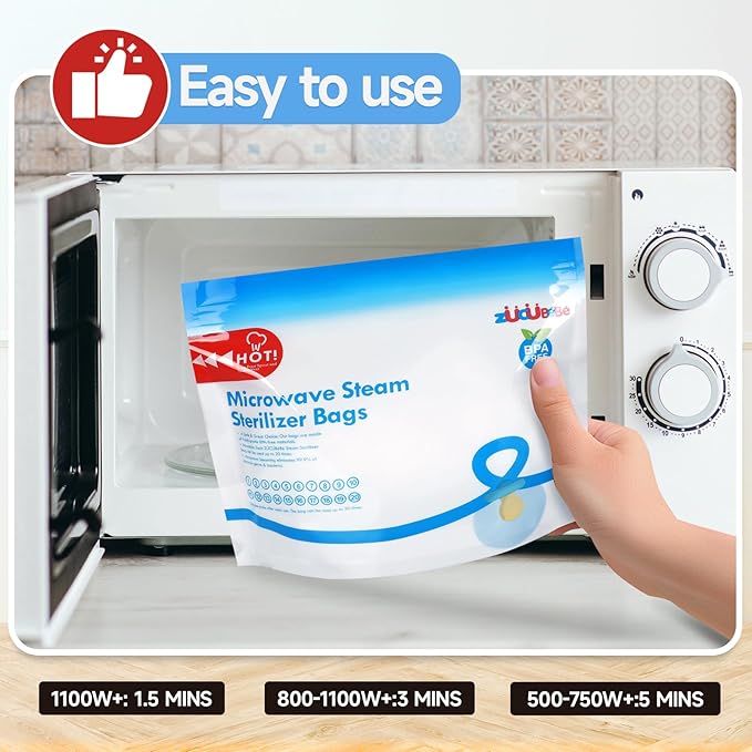 Microwave Steam Sterilizer Bags 12pc for Baby Bottles, Soothers,