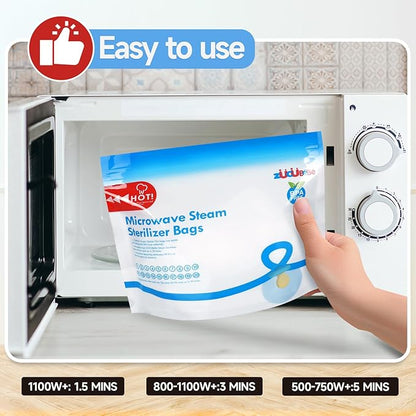 Microwave Steam Sterilizer Bags 12pc for Baby Bottles, Soothers,