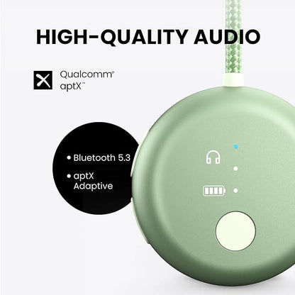 Avantree SoundJet R1 – 25Hr Airplane Bluetooth Adapter for All AirPods (Pro/Max) with Qualcomm Chipset & aptX Adaptive, Wireless Audio Transmitter for Flight Travel, Works with Bose & Other Headphones