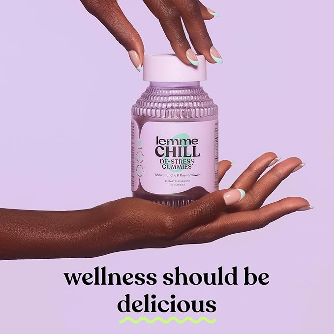 Lemme Chill Stress Relief Gummies with 300mg KSM-66 Ashwagandha, Lemon Balm, Passionflower & Goji to Support Relaxation, Healthy Cortisol & Sleep - Gluten-Free, Non-GMO, Mixed Berry (60 Count)