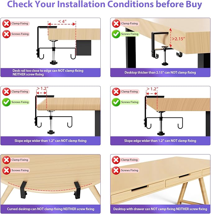 Univivi No Drill Under Desk Cable Management Tray, 36" Cord Organizer for Table, Clamp/Screw Mount Desk Cable Management, Premium Fabric Cable Management Tray for Office, Home