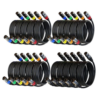 AuxLink XLR Cables, XLR Microphone Cable 25ft 20Pack Mic Cable Male to Female Gold-Plated 3-Pins Compatible with Microphones, Stage Lighting, Speaker Systems and More