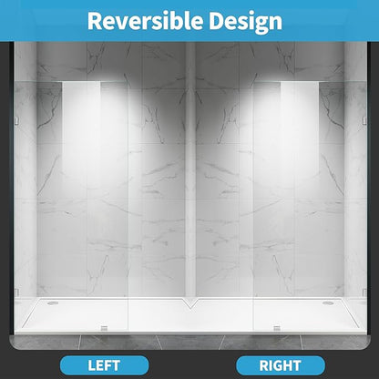 Shower Glass Panel, 32" W x 78.75" H Fixed Shower Screen Panel with 3/8"(10mm) SGCC Clear Tempered Glass, Frameless Walk in Shower Door for Bathroom (Chrome, 32" W x 78.75" H)
