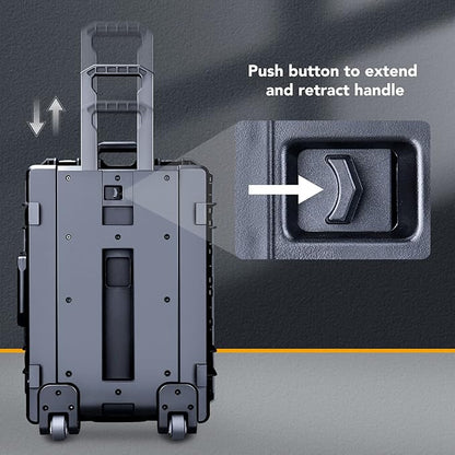 Lykus HC-6030 Large Waterproof Hard Case with Wheels and Customizable Foam, Interior Size 23.5x16.8x10.7 inch, Suitable for large electronic equipment and more