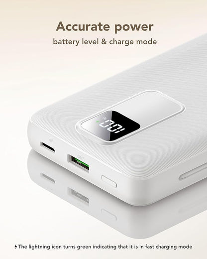 charmast 20000mAh Portable Charger with Built-in Cables & Wall Plug, 20W USB C Power Bank, Fast Charging Battery Pack Travel Essentials Compatible with iPhone 16/15/14 Series, Samsung, Google, iPad