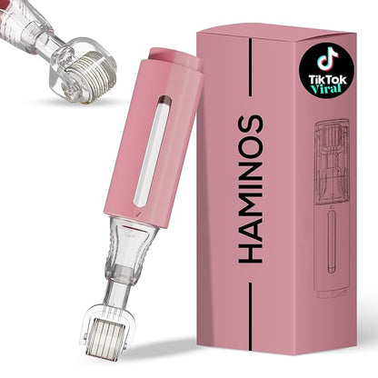 Derma roller with Reservoir for Lips, Skin, Hair, Wrinkles, Stretch Marks, Hyperpigmentation INSTANT SERUM APPLICATION, 105 Titanium Needles 0.25 mm