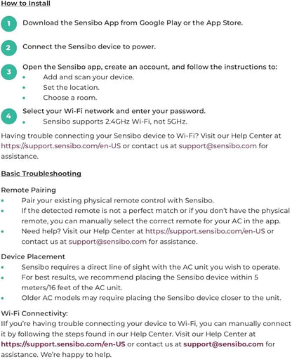Sensibo Sky, Smart Wireless Air Conditioner Controller. Quick & Easy DIY Installation. Maintains Comfort with Energy Efficient. Automatic Wifi Thermostat Control App. Google, Alexa and Siri Compatible