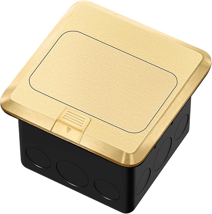 Vagueior Pop-Up Floor Box Kit, 20A Tamper-Weather Resistant Receptacle GFCI Outlet, Corrosive Resistant Hardware, ETL Certified,Gold(1 Pack)