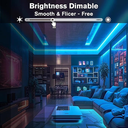 EMITEVER RGB LED Strip Light 16.4ft, Dimmable COB 24V Flexible LED Color Changing Tape Light Kit with Remote, High Density 3150LEDs for TV Backlight, Bedroom, Bar, Party Christmas Decoration