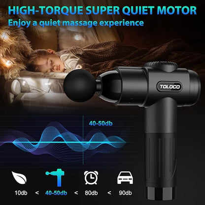 TOLOCO Massage Gun, Deep Tissue Back Massage for Athletes for Pain Relief, Percussion Massager with 10 Massages Heads & Silent Brushless Motor, Christmas Gifts for Women, Men, Black
