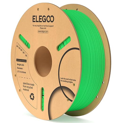 ELEGOO PLA Filament 1.75mm Neon Green 1KG, 3D Printer Filament Dimensional Accuracy +/- 0.02mm, 1kg Cardboard Spool(2.2lbs) 3D Printing Filament Fits for Most FDM 3D Printers
