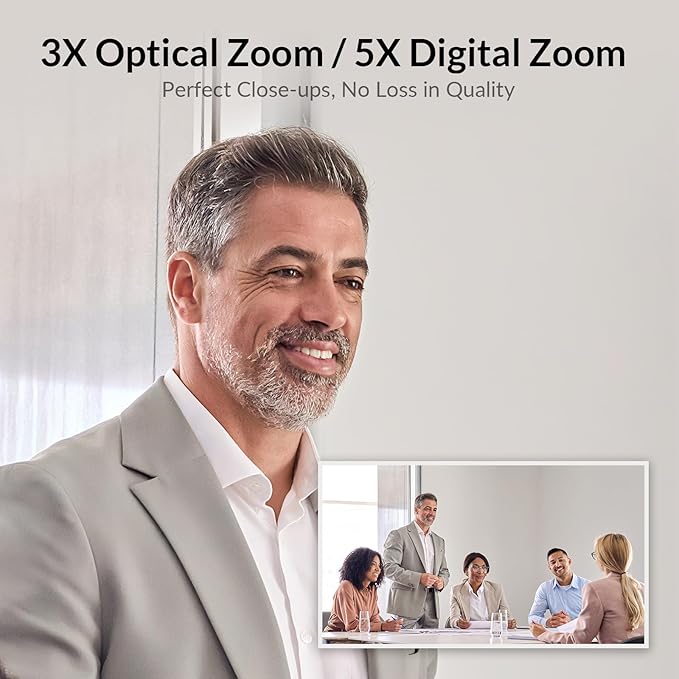 4K Conference Room Camera System, AI Auto-Tracking PTZ Camera 15x Zoom(3x Optical) with Bluetooth Speakerphone Set, 120° Wide-Angle, 16-Foot Mic Pickup, for Zoom YouTube Teams OBS and More