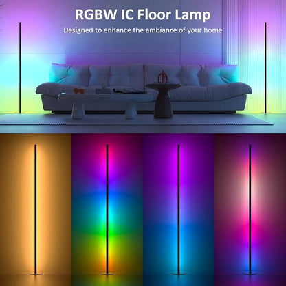 Corner Floor Lamp 2 Pack, 55" Minimalist Standing Lamp with Remote Control, Music Sync 16 Million Colors, Warm White Ambient Lighting, Color Changing LED Corner Lamp for Living Room Bedroom Gaming