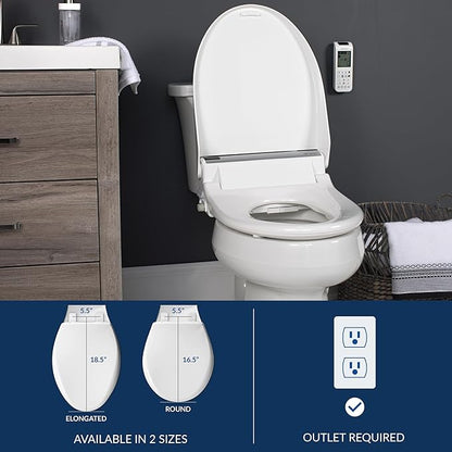 Bio Bidet BB2000 Electric Bidet Toilet Seat, Warm Water with Air Dryer, Heated Seat with Sensor and Slow Close Lid, Night Light, Remote Control, Round, White