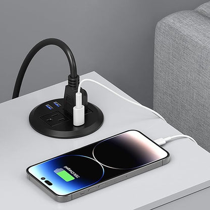 Recessed Power Grommet with AC Outlets, 20W Fast Charging USB-C Port - Flush-Mount for Desktop,Workspace Essential Desk Outlet,ETL Listed