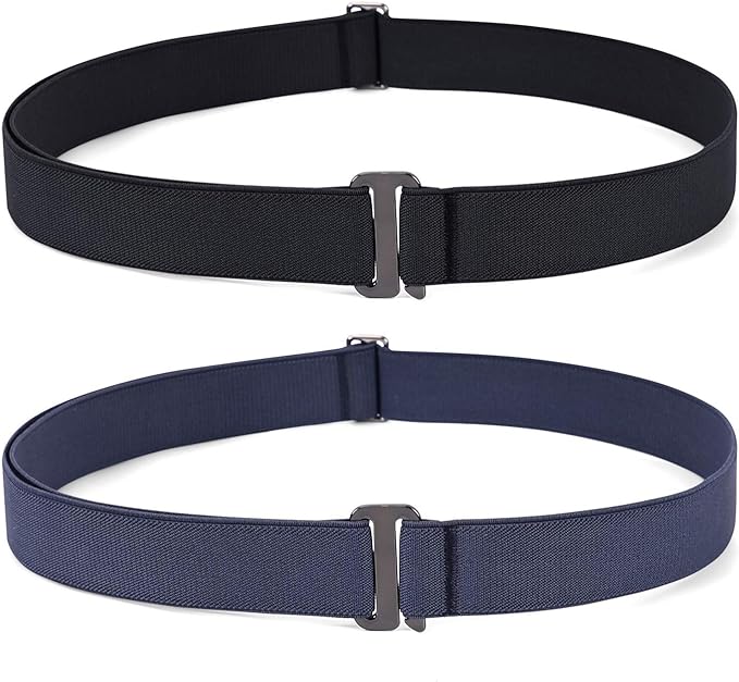 JASGOOD Women No Show Stretch Belt Elastic Web Strap Belt with Flat Buckle for Jeans Pants Dresses