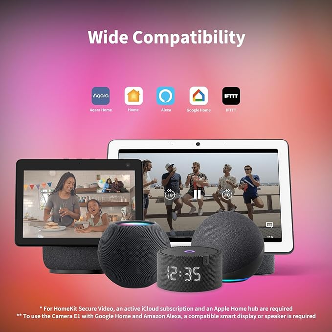 Aqara 2K Indoor Security Camera E1, Pan & Tilt, HomeKit Secure Video Indoor Camera, Two-Way Audio, Night Vision, Person Tracking, Wi-Fi 6, Plug-in Cam Supports HomeKit, Alexa and IFTTT