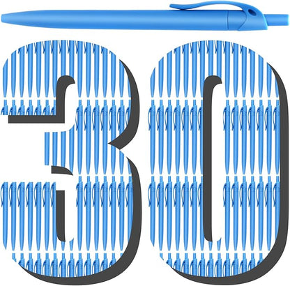 Aozora Pens Bulk 30 Pack Blue Click Pen No Bleed Wholesale Retractable Ballpoint Pens Medium Point,Smooth Ink Pen for Journaling School Office Supplies 1.0MM Blue Ink
