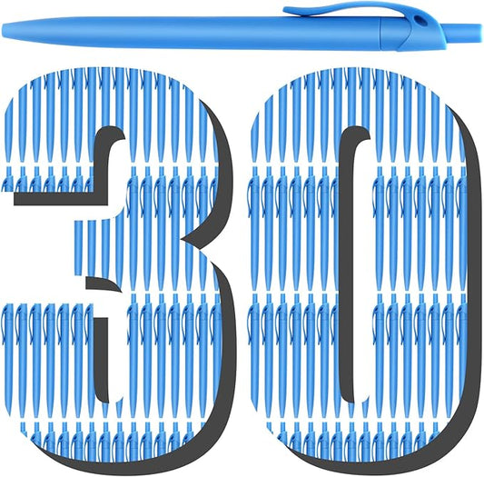 Aozora Pens Bulk 30 Pack Blue Click Pen No Bleed Wholesale Retractable Ballpoint Pens Medium Point,Smooth Ink Pen for Journaling School Office Supplies 1.0MM Blue Ink