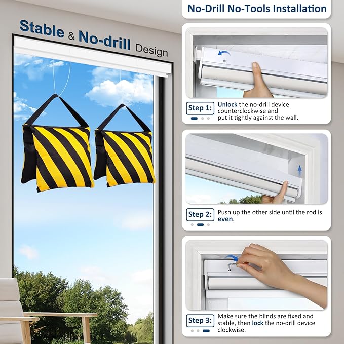 MANSNIX Smart Motorized Blinds with Remote, Cordless No-Drill Automatic Roller Shades, Blackout Electric Blind for Windows, Grey, 48 x 72