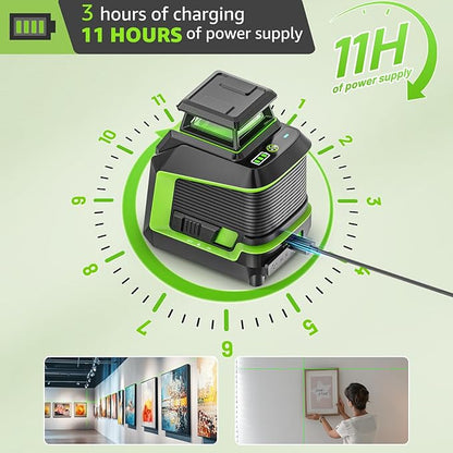 Huepar 360° Laser Level with Tripod 60in, 82Ft - 165Ft Self Leveling Laser Level with Pulse Mode, 3 Brightness Levels Rechargeable Li-ion Battery Green Line Laser Leveler Tool for DIY Indoor Project