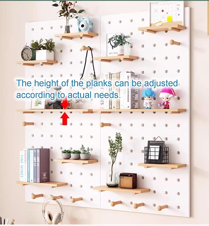 Wooden Wall Organizer Kit - Versatile Display Panel for Home, Office, Bathroom & Study - Oak Finish, 60x80CM - Wall-Mounted Storage Solution