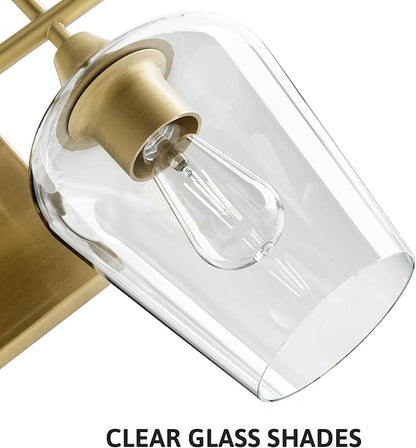 VONLUCE Bathroom Vanity Light, 4 Light Bathroom Light Fixture Over Mirror, Bathroom Wall Lamp with Clear Glass, Modern Gold Vanity Lighting fixtures for Bathroom, Bedroom, Hallway