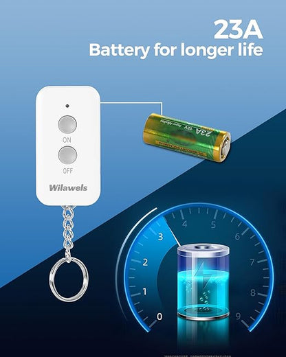 Remote Control Outlet Plug Wireless On Off Power Switch, WILAWELS Wireless Remote Light Switch for Lamp, Light, Fan, Programmable, Compact, 100ft RF Range, FCC Listed, Battery Included W02RC1106