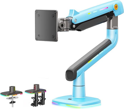 NB Gaming Monitor Arm or for 32 to 60 Inches Screen, Load up to 20 kg, VESA 75/100, RGB-Light, Heavy Duty, Multi Angle Adjustable, Premium Aluminum, Blue