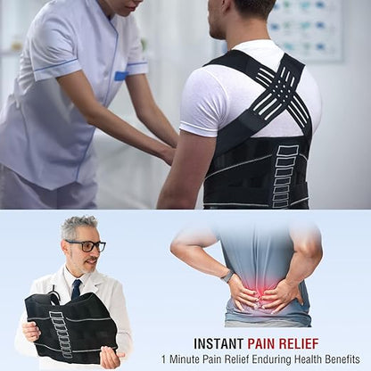 Back Brace Posture Corrector for Women and Men with Spine Vertical Alignment System, Lower Back Pain Relief, Back Straighter Instant Posture Corrector - Scoliosis