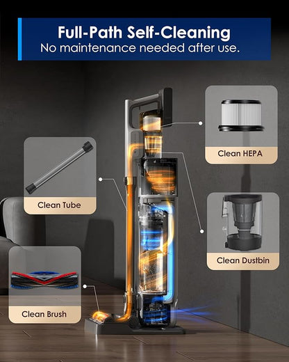 Tineco Pure ONE Station 5 Pro Cordless Smart Stick Vacuum, Automatic Dust Collection,Full-Path Self-Cleaning, 200AW Powerful Suction,ZeroTangle Brush, Up to 100 Minutes Runtime,ClogLess System