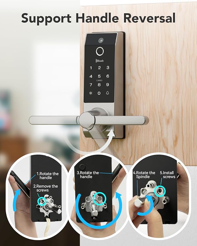 Smart Lock Doorbell Fingerprint Smart Door Lock Deadbolt for Homeowners or Parents Door Lock with Camera and Door Handle for Renters, Keyless Entry Door Lock for Front Door (Contour V Sand Nickel)