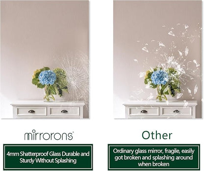 Mirrorons Frameless Mirror, Wall Mirror 24" x 32", Modern Rectangle Bathroom Mirrors for Wall with Polished Edge, Horizontally or Vertically. Upgraded Shatterproof, Entryways, Bathroom, Gym.