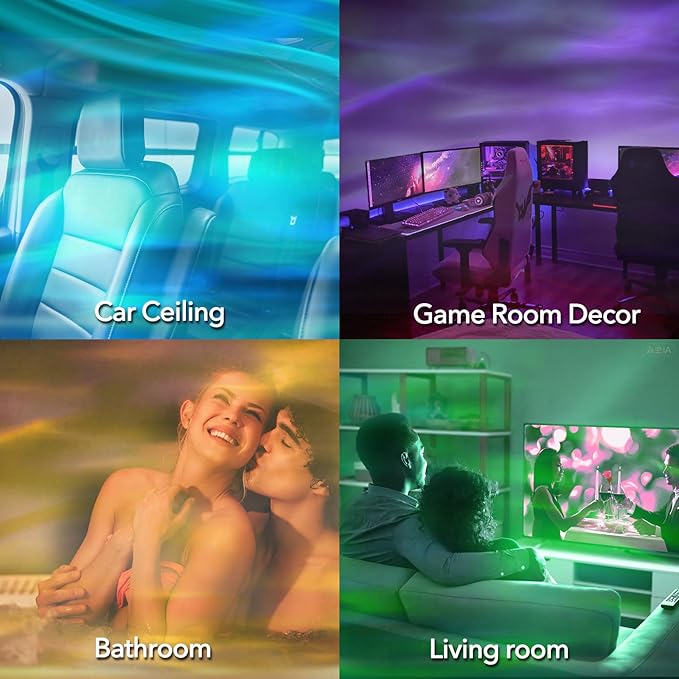 VoMii Northern Lights Projector,16 Colors Luminorthe Cube Lamp with Dynamic Wave Effect,Aurora Glow Lamp Ambient Lighting with Remote for Bed Room Classroom Decor