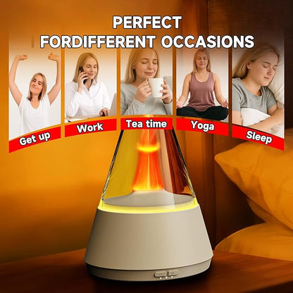 Essential Oil Diffuser, 7 Colors Flame Effect Aroma Humidifier with Timer, Ultrasonic Aromatherapy Diffuser for Home, Office, Bedroom, Yoga (White)