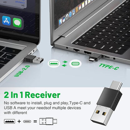 Presentation Clicker for Powerpoint with Green Light Pointer, 2-in-1 USB Type C Rechargeable Wireless Clicker with Hyperlink Volume Control, Pointer for Presentations Support Mac Windows