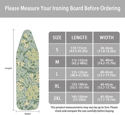 ZCFYGDX 18x58 in Ironing Board Covers Easy to Install Resistant,Elastic Edge 3 Nylon Buckle Strap Fasteners Breathable & Wear-Resistant,Resist Scorch Staining Protective Cover William Morris Prints