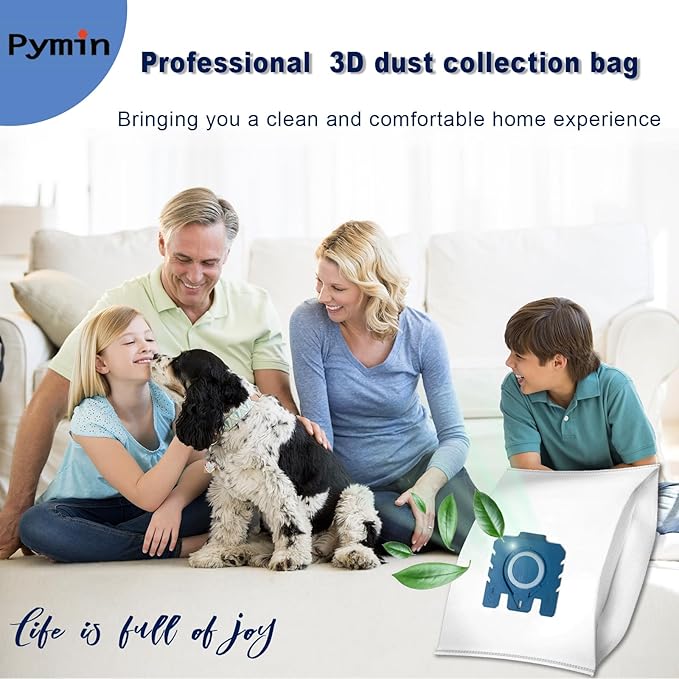 Pymin Upgraded 12 Pack GN Vacuum Dust Bags Compatiable with Miele Hoover Bags,3D Efficiency GN Vacuum Bags for Classic C1,Complete C2 C3, S227 S240, S270, S400, S600, S800,S2, S5, S8 Series