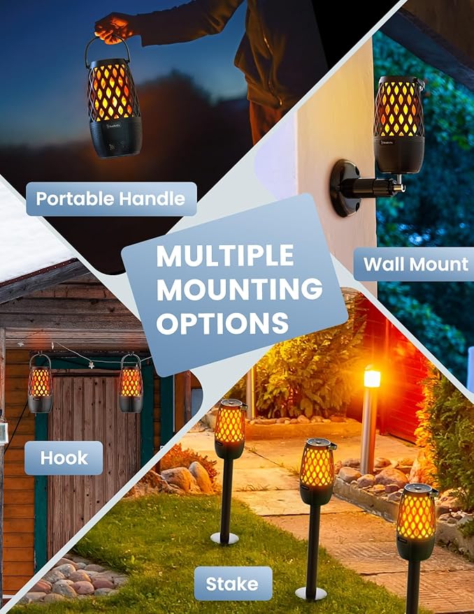 Outdoor Speakers Gifts for Men Bluetooth Speaker with Lights Multi-Sync up to 100 Speakers Auto-Pairing HD Stereo Sound Cool Stuff House Warming Gifts IPX5 Waterproof Lantern for Home|Patio|Pool|Yard