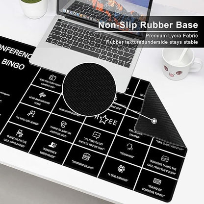Baziabbo Office Desk Mat,Conference Call Bingo Mouse Pad for Virtual Meetings,Work from Home Computer Accessory，Non-Slip Desk Pad with Stitched Edges for Computer (Bingo)