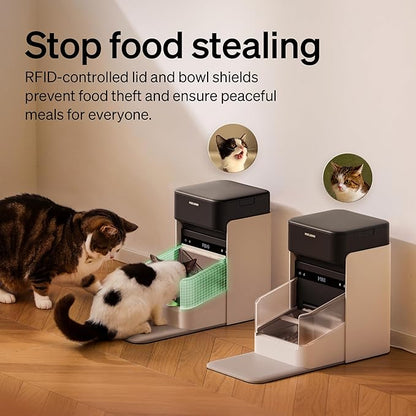 PETLIBRO RFID Automatic Cat Feeder, Collar Sensor-Activated Personalized Meals, Cats Recognition & Diet Tracking for Multi-Pet Homes and Different Diets, 5G&2.4G Wi-Fi Programmable Cat Food Dispenser