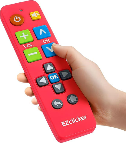 EZclicker Plus Big Button Universal TV Remote (Pink) Simple Easy to Use, Works with Major TV Brands (2xAAA Batteries Not Included)