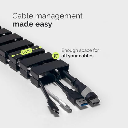 VALU Cable Management Spine – 49 Inch Cable Organizer for Standing & Fixed Desks – Sturdy & Flexible with Magnetic Link – Cord Management System Under Desk with Steel Base & Non-Slip Pads