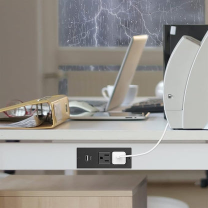 Conference Recessed Power Strip,20W USB C Fast Charging,Furniture Recessed Outlet,2 Outlets,2 USB Ports Table Power Strip,Flush Mount Power Strip for Side Table,6ft Cord,Flat Plug