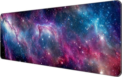 Dynippy Thin Extended Gaming Mouse Pad （31.5 * 11.8 * 0.08 inch） with Stitched Edges Large Mousepad Long XXL Keyboard and Mouse pad Desk Mat for Gaming Office & Home - Galaxy Nebula Space