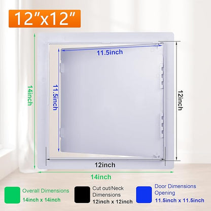 Suteck Plastic Access Panel for Drywall Ceiling 12 x 12 Inch Reinforced Plumbing Wall Access Doors Removable Hinged White