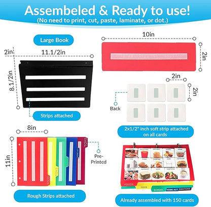 Visual Communication Book,162 ASD Photo Picture Cards: Autism Language Vocabulary, Speech Articulation Therapy, ADHD & Aprexia Learning (English Laminate Real Photo Book, Large)